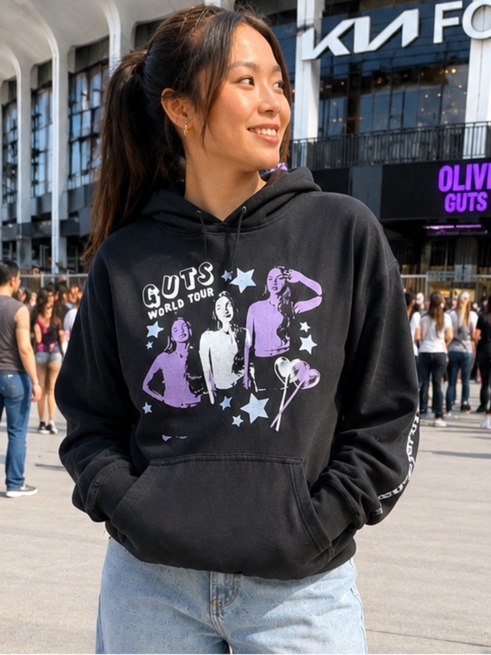 Olivia Rodrigo GUTS World Tour Hoodie Sweats Black Spill Ur Guts Concert MerchXL